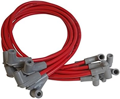 MSD 35599 Red 8.5mm Super Conductor Spark Red Plug Wire Set 8.5 Millimeter, Small Block Chevy for use with HEI Cap