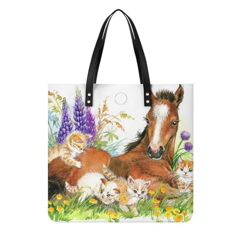 Tote bag pour voyage femmes grand sac à main imprimé chat 39x39cm