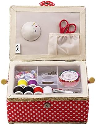 D&D Sewing Kit Basket for Storage & Organization - Red Polka Dot