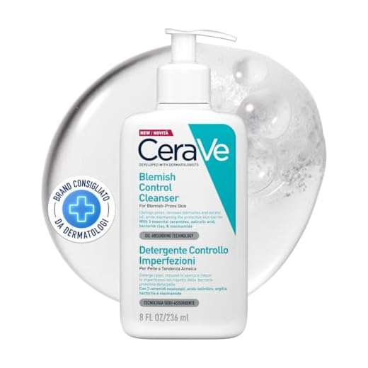 CeraVe Detergente Controllo Imperfezioni, Per Pelle Grassa con Tendenza Acneica, Azione Purificante, Imperfezioni Ridotte, Con Acido Salicilico e Argilla Purificante, 236 ml