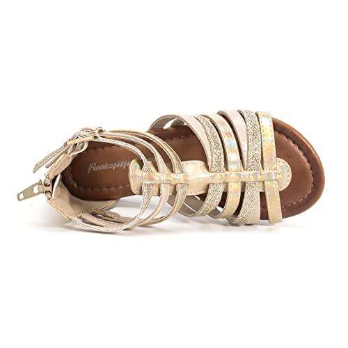 Image of FUNKYMONKEY Girls Gladiator Strap Sandals Flat Thong Cross Strappy Sandals