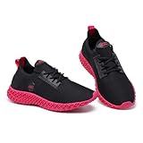 Tenis Feminino De Caminhada Ortopedico Crossfit Confort (Preto e Rosa, BR, Adulto, Numérico, 36)