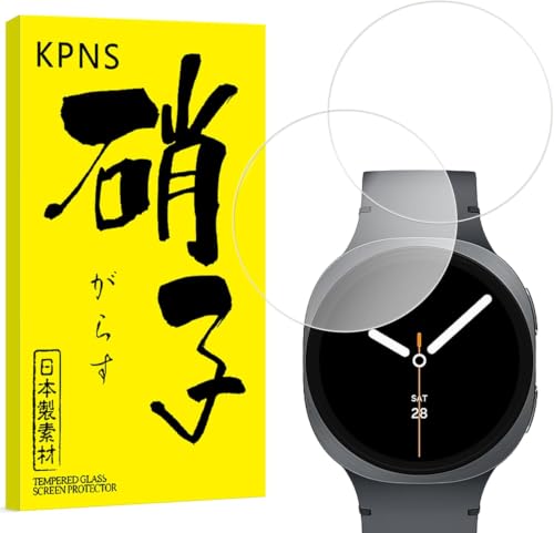KPNS ���{���Ɏq�f�ލ̗p Galaxy Watch 8 (44mm) �p�� �K���X�t�B���� (2��) �\��₷�� 9H �\�ʍd�x �����ׂȑN���x ��U�h�~ �ی�t�B���� �A���`�o�u�� ���E���h�G�b�W �Ϗ��� �����K���X �����x�^�b�` �ϏՌ��� �h�w�� 