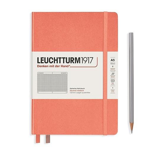 Image of LEUCHTTURM1917 - Notebook Hardcover Medium A5-251 Numbered Pages for Writing and Journaling (Bellini, Squared)