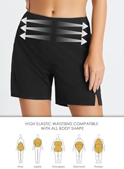 baleaf Zwemshort voor dames, buikcontrole, hoge taille, zwemboardshorts met zakken, voering, sneldrogend, UPF 50 , XL