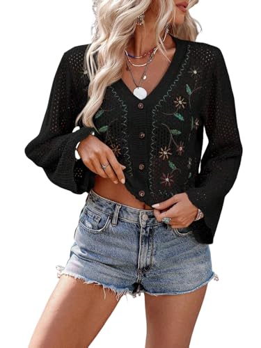 Urchics Women Boho Cardigan Womens Music Festival Boho Vacation Embroidered