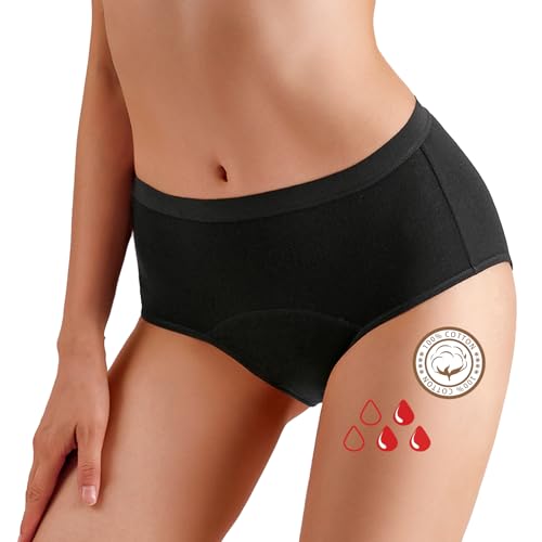 Prontiaduscire Culotte menstruelle pour femme capacité moyenne coton intérieur 031, Noir , XL