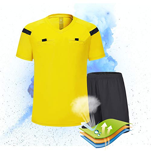 SHINESTONE Camiseta de árbitro de fútbol de manga corta para hombre (amarillo, XL)