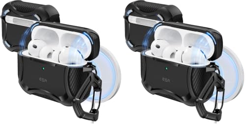 Image of ESR for AirPods Pro 3 Case (2025), Compatible with Airpods Pro 3rd Generation (USB-C Cable), Magnetic Lid, MagSafe Ready, Powerful Drop Protection, Cyber Series, Black (Pack of 2)