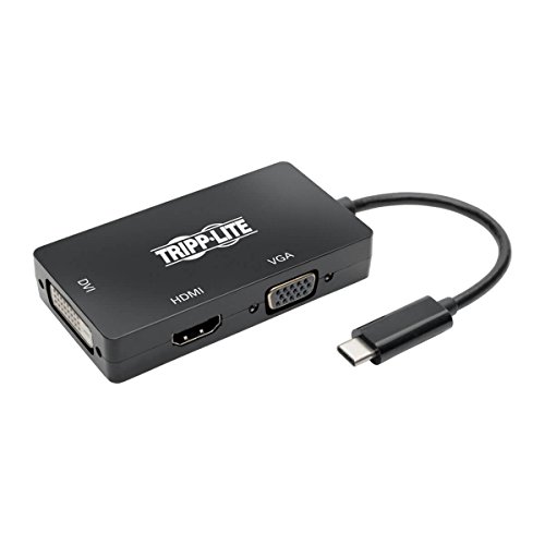 Tripp Lite USB C Multiport Adapter Converter HDMI/DVI/VGA 4K @ 30Hz USB Type C Thunderbolt 3 Black (U444-06N-HDV4KB)