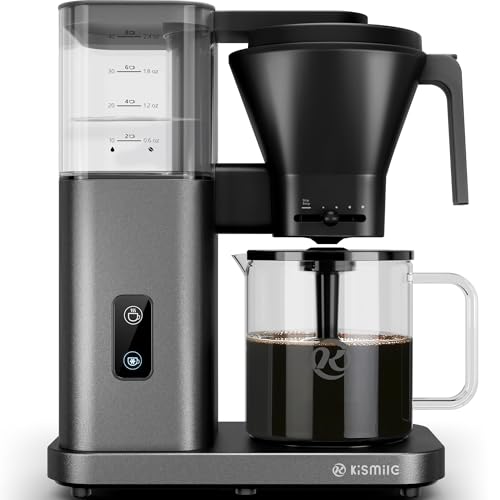 Image of Kismile 8 Cup Drip Coffee Maker Machine, Pour Over Coffee Brew with 3s Instant Heat 197-205℉, Removable Water Tank, Adjustable Flow Control, Deep Cold Brew & Keep Warm 40 Min, Easy to Clean(Gray)