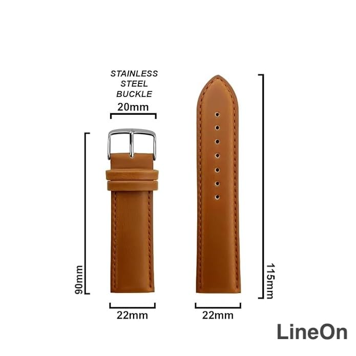 Image of Lineon NAGATA Full Padded Leather Watch Strap For Branded Watches Premium and Soft Strap For Titan, sonata, timex, casio and for all other brand