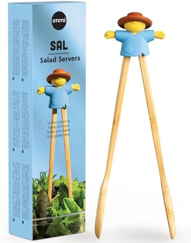 NEW - OTOTO Sal Scarecrow Salad Tongs (2-Piece) - Wooden Tongs Se...