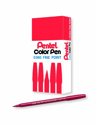 Image of Pentel Arts Color Pen, Dark Red, Box of 12 (S360-128)