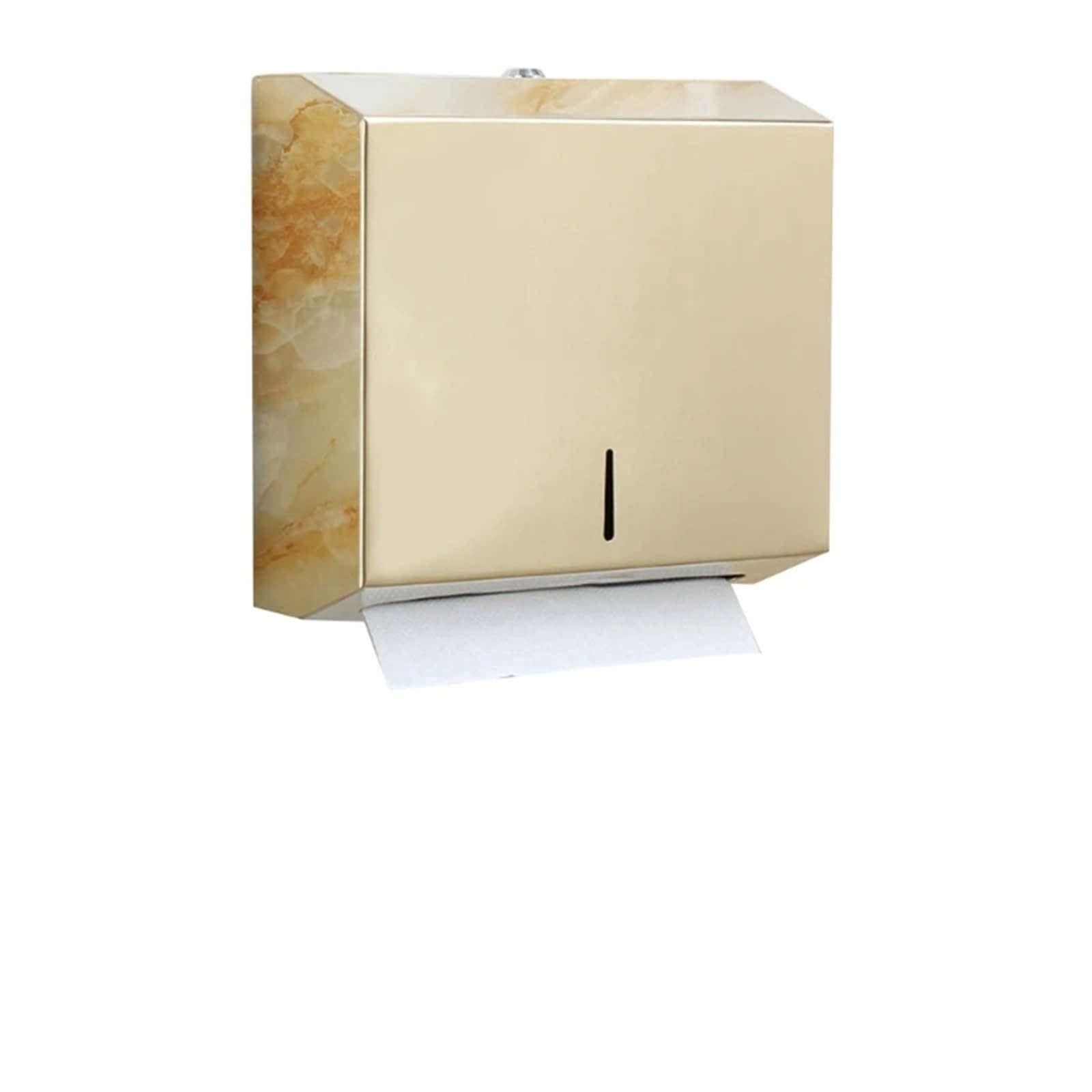 Portafazzoletti da Parete Dispenser di Asciugamani di Carta a Parete, Scatola for fazzoletti da Cucina in Acciaio Inossidabile con Serratura(Gold)
