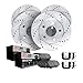 Full Kit - Dynamic Friction Company Brake Rotors-Drill/Slot-Silver with Ceramic Brake Pads and Hardware 7314-27048