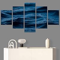 SIGNWIN 5 Panel Canvas Wall Art Coastal Orange Photography Relax/Calm Romantics Sunset Warm for Home Decorations Ready to Hang - 60