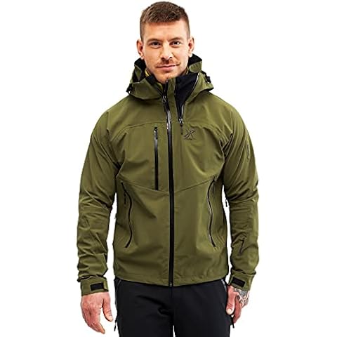 RevolutionRace Men's Cyclone Rescue Jacket, Waterproof and Durable Rain Jacket for Hiking, Walking, Camping and all other Outdoor Activities, Dark Olive, S Cover