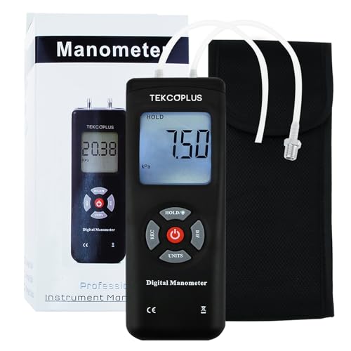 Manomètre, Testeur de Pression du Gaz à Double Port, Manomètre Numérique Professionnel pour HVAC, Mesureur de Pression de l'Air, Manomètre Différentiel...