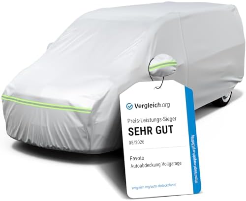 Favoto Autoabdeckung Vollgarage Auto Abdeckplane Staubdicht Wasserdicht Autohülle Autoplane Winter & Sommer für 495cm-535cm MPV (3.95kg)