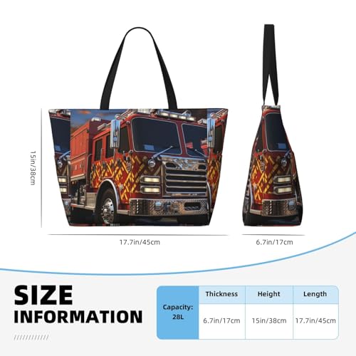 Fire Truck Beach Bags For Women Large Waterproof Sandproof Beach Tote Bag Pool Bag Lightweight Zipper Carry On Bag For Gym Travel Vocation4