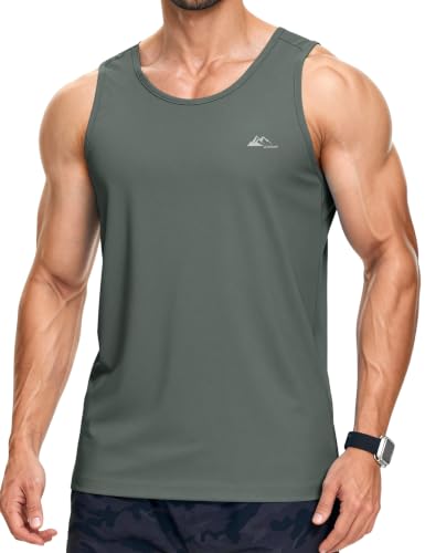 EZRUN Men's UPF 50+ Tank Top Quick Dry Workout Shirt for Gym Beach Summer
