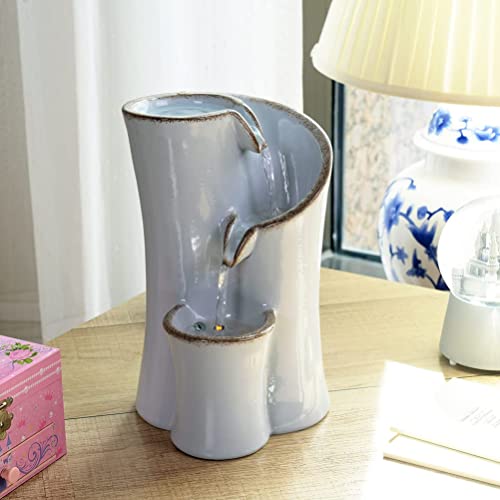 Gossi GOSSI-21115 Haobos Indoor Water Fountain Imitation Ceramics Appearance Tabletop Fountain Relaxation Desktop Waterfall Fountain W/ 3 Reflective Led thumb #5