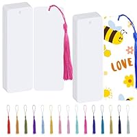 Blanko Lesezeichen, 60 Stück Papier Lesezeichens Basteln mit Loch, Lesezeichen Rohlinge Set für DIY Handwerk Geschenkanhänger (Weiß, 14x5cm)