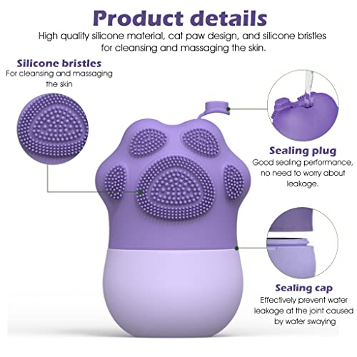 Image of HANNEA Ice Roller for Face Massage & Eye, Anti-Leak Silicone Ice Face Roller Ice Mould With Cleansing Brush, Women Skin Care Ice Facial Roller for Eliminate Edema & Calm Skin, Shrink Pore (Purple)