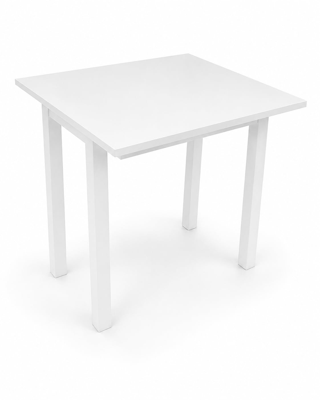 DUPI Mesa Cocina Extensible Agora | Apertura Tipo Libro | 40/80x80x76 cm | Tablero MDF 18 mm | Patas Metálicas Cuadradas | Blanco