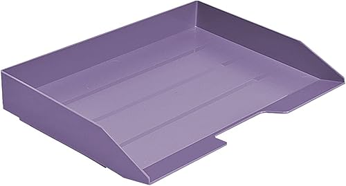 Acrimet Bandeja apilable para cartas, organizador de archivos de escritorio de plástico de carga lateral (color morado sólido) (1 unidad)