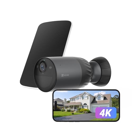 EZVIZ BC1c 4K Telecamera Wi-Fi Esterno Senza Fili con Pannello Solare, Batteria 10400mAh,...