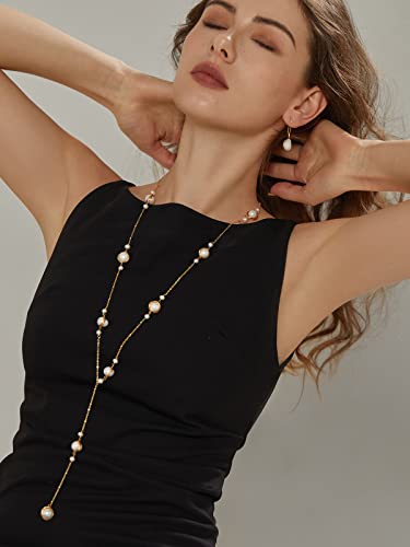 Baroque Freshwater Pearl Strand Long Shell Necklace 28’’ Gold For Women #TOP4