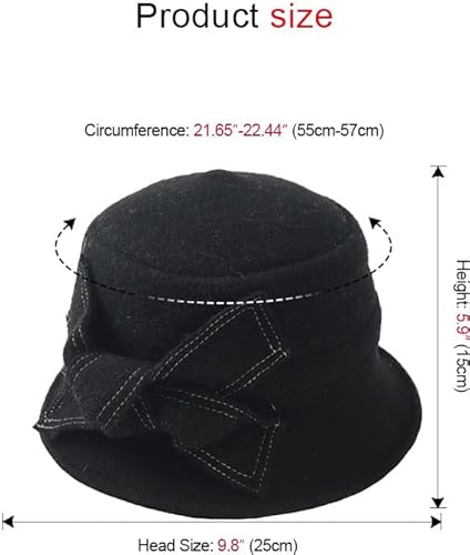 Women Berets Hat Winter Vintage Wool Dress French Beret Cloche Bucket Hats 1920S (Bow-Black-A) #TOP2