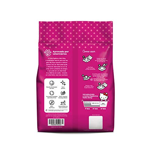 Areia Higiênica Hello Kitty Bio Fina Rosa para Gatos 2kg