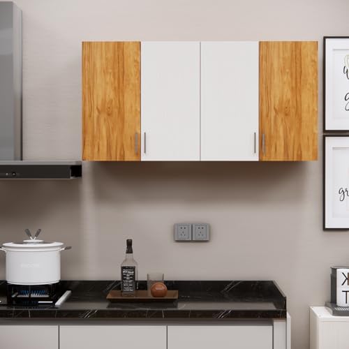 Image of SPECIALITY PANELS 4 Door Modular Wall Mounted Kitchen Cabinet with Adjustable Shelf Space Saving Storage Unit Durable Engineered Wood Cupboard for Kitchen Living Room Utility Organizer Furniture