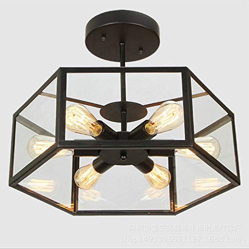 Lustre en verre hexagonal rétro au design industriel chic et raffiné - 3