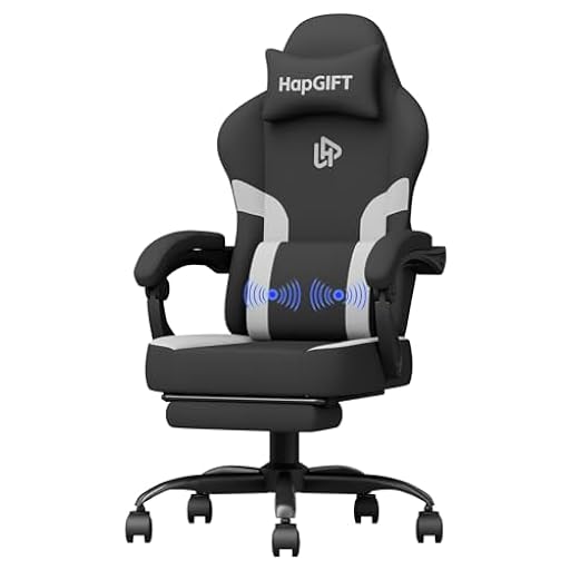 HapGIFT Silla Gaming Ergonómica Reclinable con Masajeador, Silla de Juegos con Reposacabezas y Reposapiés, Asiento Gaming Altura Ajustable, para Adultos, 150 kg, (Gris) | Ya disponible en tu tienda friki favorita! En mundofriki.es!