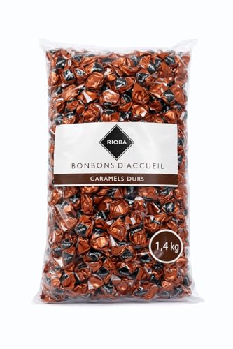 Bonbons d'Accueil Caramel Dur Rioba - 1,4 Kg mini-bonbons à offrir, restaurant, salle d'attente, conférence, Accueil Garage, concessionnaire auto