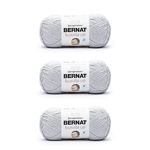 Image of Bernat Bundle Up Misty Gray Yarn - 3 Pack of 141g /5oz - Polyester - 4 Medium (Worsted) - 267 Yards - Knitting, Crocheting & Crafts