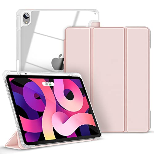 Gahwa Funda para iPad Air 5 2022/iPad Air 4 2020 10,9 Pulgadas con Soporte Incorporado de Pencil, Ultra Delgado Carcasa con Auto Sueño Estela, Smart Case Cover con Trasera Transparente - Rosa Cover