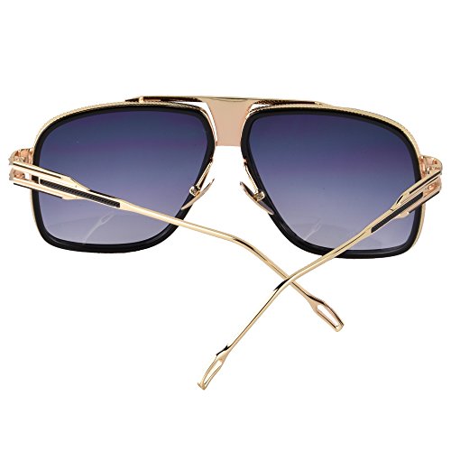 Image of Aviator Sunglasses for Men Retro Fashion Gold Oversized 70s shades | Disco Party Casual Lentes De Sol Hombre Large Big Designer 70s Outfits Sun Glasses Cool Metal Vintage Stylish Tinted Eyewear