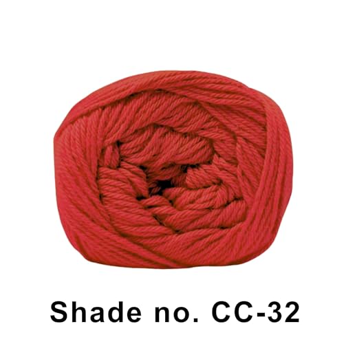 Image of VCR 8Ply Bright Red Cotton Craft Yarn, 100 Grams Hank, 160 Meters Length, Cotton Combed Ball for Crochet and Knitting, Pack of 1 Yarn, Suitable for DIY Crafts