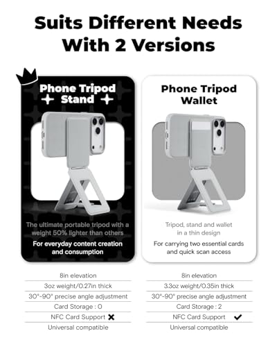 Image of MOFT Phone Tripod Stand Selfie Stick x Tombogo for iPhone, Multi-Angles iPhone Stand, Lightweight & Portable Phone Holder, Strong Magnets, MOVAS Vegan Leather, Jet Black (Without Card Slot)