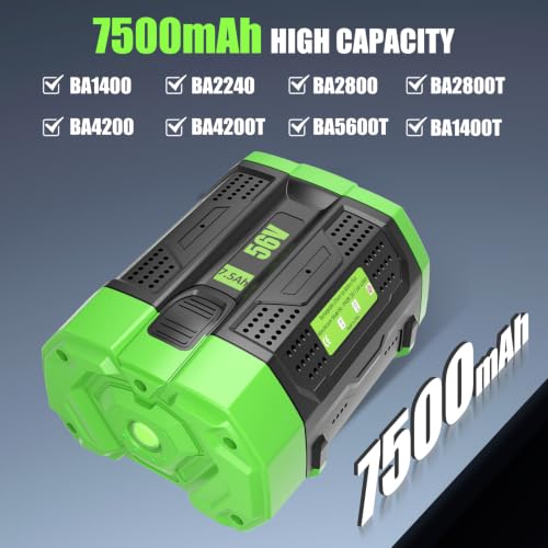 Image of 1Pack 7.5Ah 56Volt Battery Replacement for EGO Battery(Black) | Compatible with EGO 56V BA1400T BA2800T BA4200T BA5600T Battery Cordless Tools