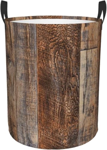 汚れた服のかご 汚れた服 茶色の木 洗濯物用かご 撥水加工 大容量布製雑貨収納ボックス 雑貨 おもちゃ収納バッグ 寝室、洗濯室、 バスルームのための脱衣かご 耐久性 持ち手付き ランドリーかご M