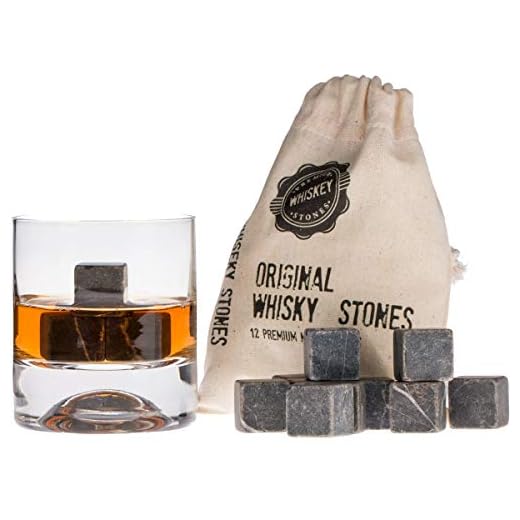 Premium Whiskey Stones Gift Set with 12 Pcs Stones and Bag. Whiskey, Bourbon, Cognac, Scotch,Gin, Wine Beverage. Marble Reusable Ice Cubes. Birthday Gift for Whiskey Lovers.… (Dark Grey)
