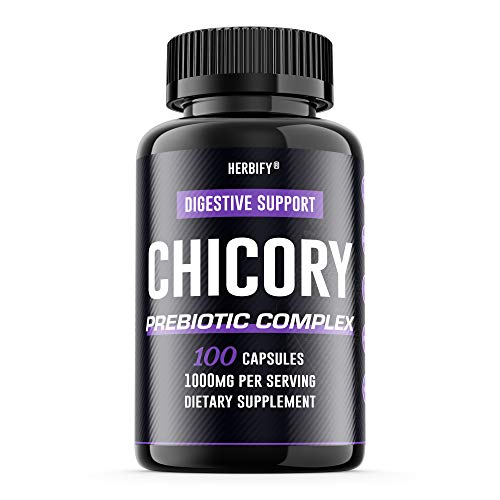 Chicory Prebiotic Supplement & Organic Inulin Fiber Digestive Health, Natural Support for Better Digestion, 100 Capsules (100)