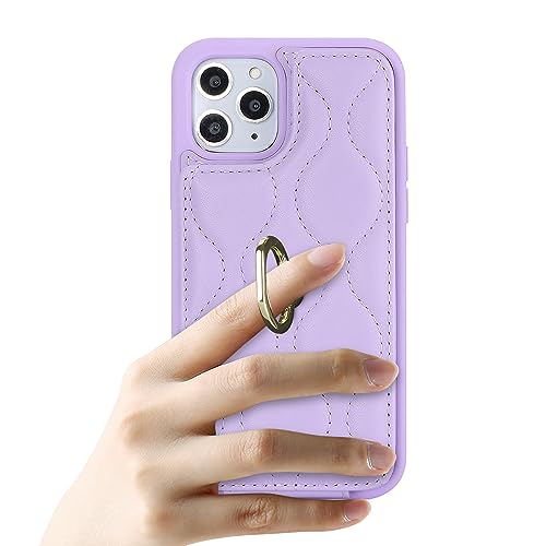 Image of for iPhone 11 Pro Case with Card Holder for Women,Credit Card Holder,Stand Ring Kickstand and RFID Blocking,PU Leather Phone Wallet Case 5.8 inch(Purple)