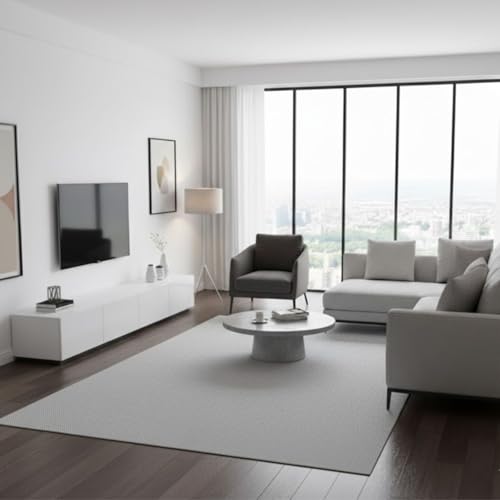 Alfombra vinilica de Tejido Trenzado de Alta Gama Lavable Antideslizante Alfombra Resistentes para Salon Cocina baño Pasillo - 200x300 cm., Plata